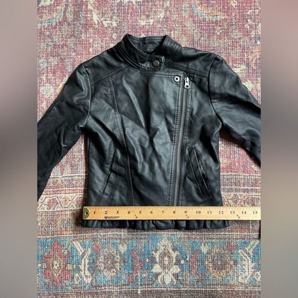 Girls Me Jane size 7 Black Faux Leather Moto Jacket - Picture 4 of 9